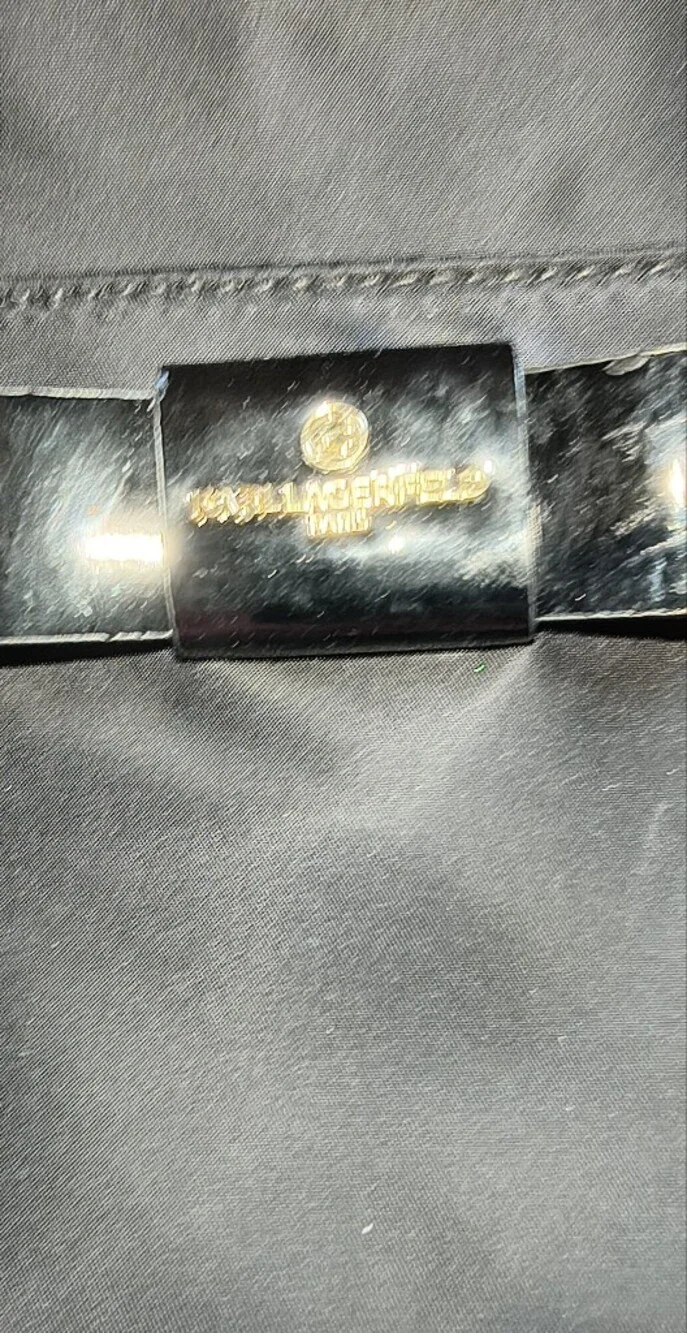 Karl Lagerfeld Black Nylon Messenger Bag with Gold Logo Plaque